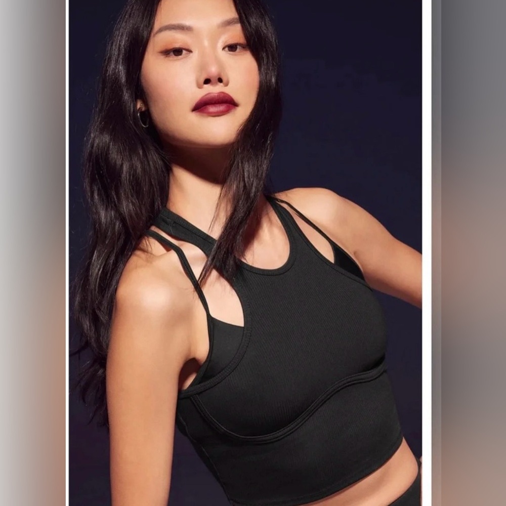 ALO Yoga Black Ribbed Airlift Enchanted Bra Tank
